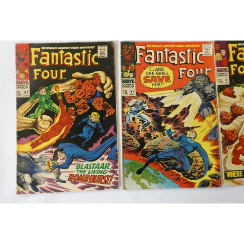 203 - Marvel's Fantastic Four no. 50 - 63 inclusive, and an extra 57, three priced 12c, the rest 10d, feat... 