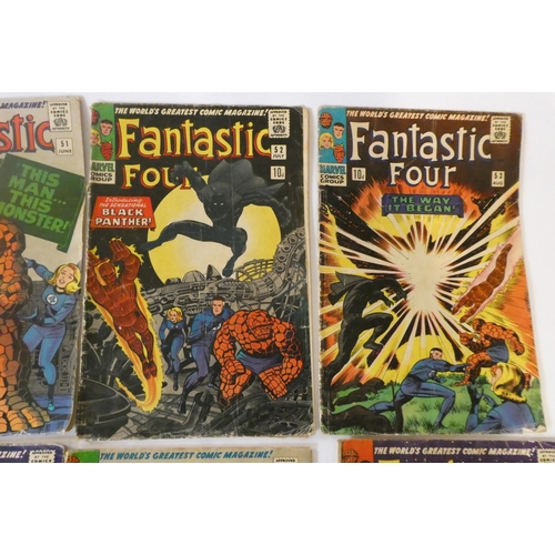 203 - Marvel's Fantastic Four no. 50 - 63 inclusive, and an extra 57, three priced 12c, the rest 10d, feat... 