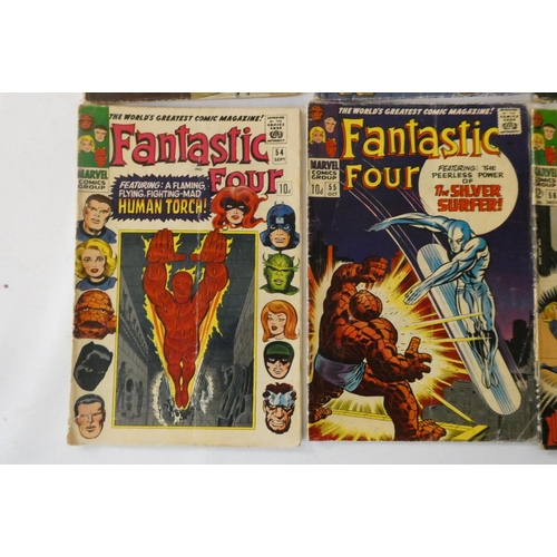 203 - Marvel's Fantastic Four no. 50 - 63 inclusive, and an extra 57, three priced 12c, the rest 10d, feat... 