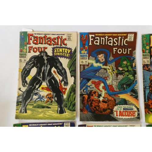 204 - Marvel's Fantastic Four no. 64-70, 72, 74-76, 78, 79, 81 and 82, 10 priced 12c, the rest 10d, in use... 