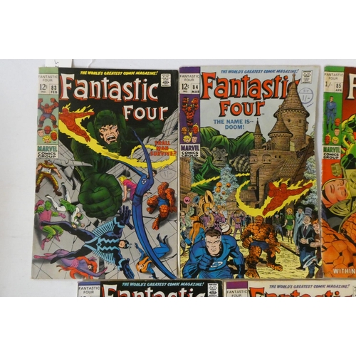 205 - Marvel's Fantastic Four no. 83-95 inclusive, four at 12c, six 15c and the rest 1 shilling, used but ... 