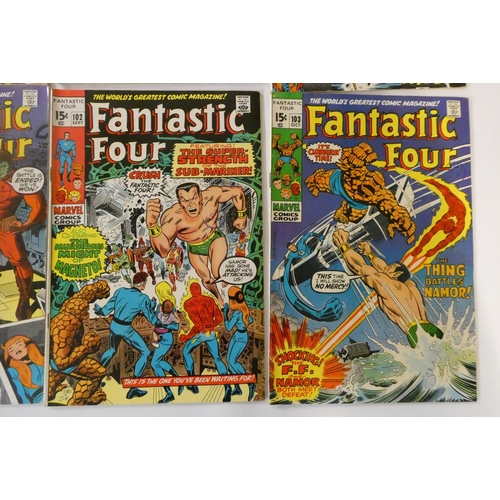 206 - Marvel's Fantastic Four no.96-108, 110 and 111, fourteen priced 15c, but one with surface tear makin... 