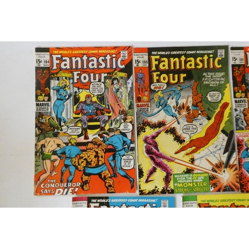 206 - Marvel's Fantastic Four no.96-108, 110 and 111, fourteen priced 15c, but one with surface tear makin... 