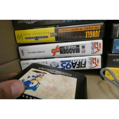 211 - 34 Sega Mega Drive games, all boxed but one, including Sonic, Sonic 2, Fifa 95, Mortal Kombat II, Ta... 