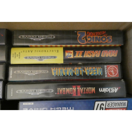 211 - 34 Sega Mega Drive games, all boxed but one, including Sonic, Sonic 2, Fifa 95, Mortal Kombat II, Ta... 