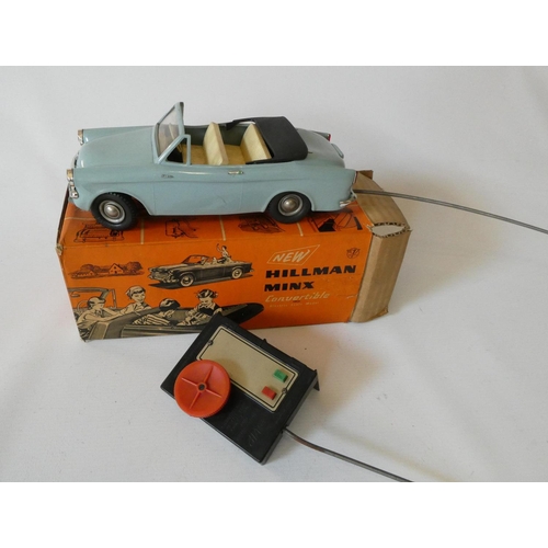 265 - Victory Industries push-button remote-control Hillman Minx In light blue, slight depression in plast... 