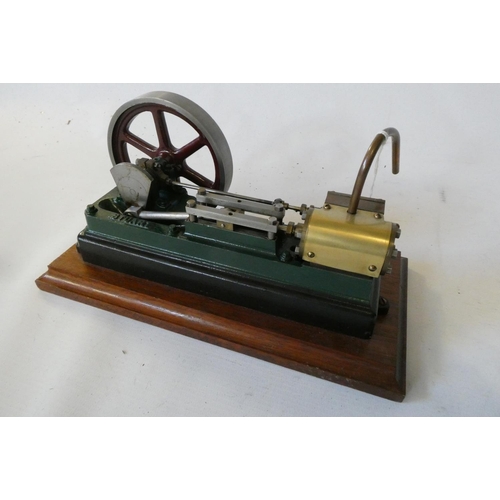 317 - Stuart Turner S50 non-reversing horizontal mill type steam engine mounted on wooden base, very well ... 