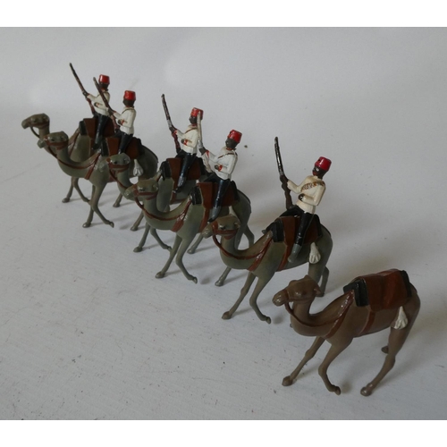 349 - Unboxed Britains Egyptian Camel Corps comprising six camels and five riders, look to have been possi... 