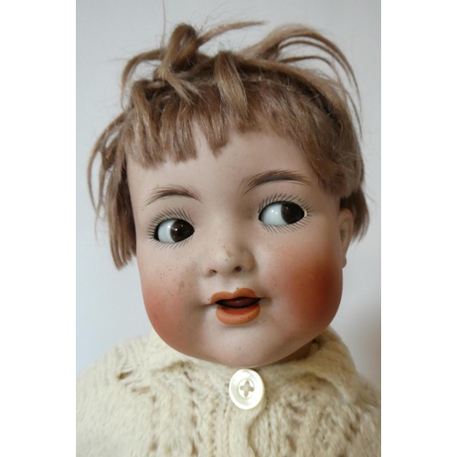 48 - A Kammer & Reinhardt Halbig bisque socket head flirty doll, with brown glass sideways glancing eyes,... 