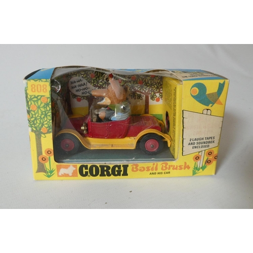 496 - Corgi 808 Basil Brush car with sound box, box fair with small hole in clear plastic, model good+, wo... 