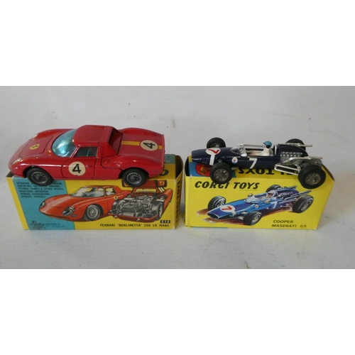 497 - Corgi 314 Ferrari 250 Le Mans, box good, model good and a 156 Cooper Maserati F1, box excellent, mod... 