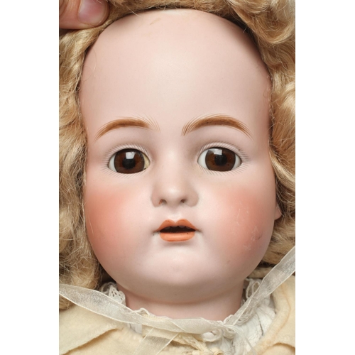 50 - A Kammer & Reinhardt Halbig bisque socket head doll, with brown glass sleeping eyes, open mouth, app... 