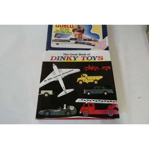 518 - Unboxed playworn Dinky vehicles including trucks, saloon cars and tractor and The Great Book of Dink... 