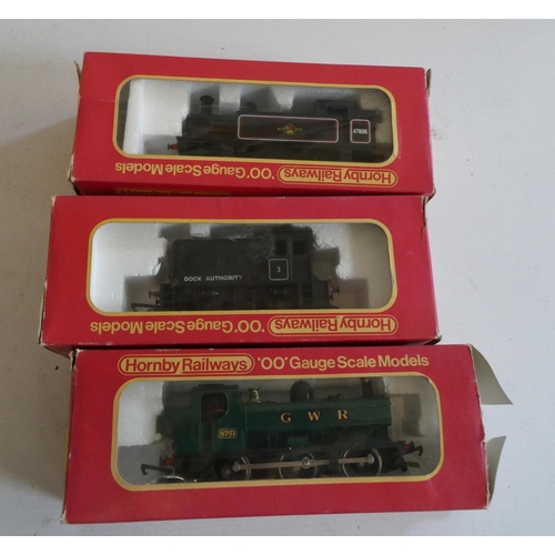 540 - Three Hornby Margate locomotives comprising BR Jinty Tank, GWR Pannier Tank and black Dock shunter, ... 