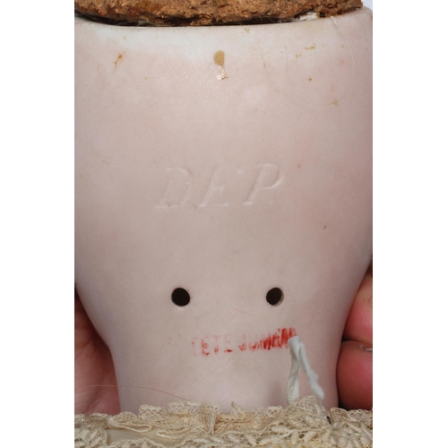 78 - A Tete Jumeau bisque socket head doll, with blue glass sleeping eyes, open mouth, teeth, pierced ear... 