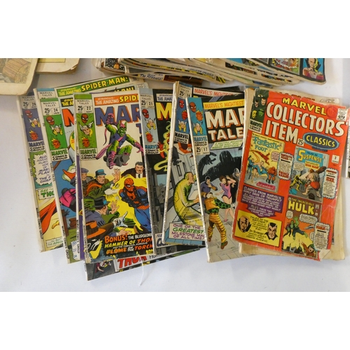 184 - A box of assorted comics and annuals, including King Size Special Fantastic Four, Marvel Tales starr... 