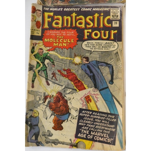 200 - Marvel's Fantastic Four no. 7, 10, 15 and 20, all priced 9d, all in poor condition with rips, losses... 