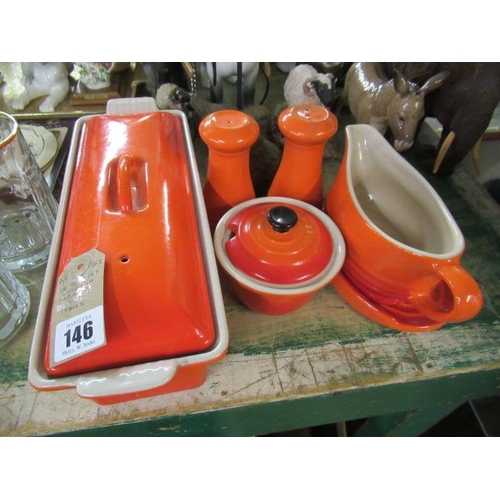 146 - LE CREUSET VOLCANO ORANGE CERAMIC KITCHENWARE