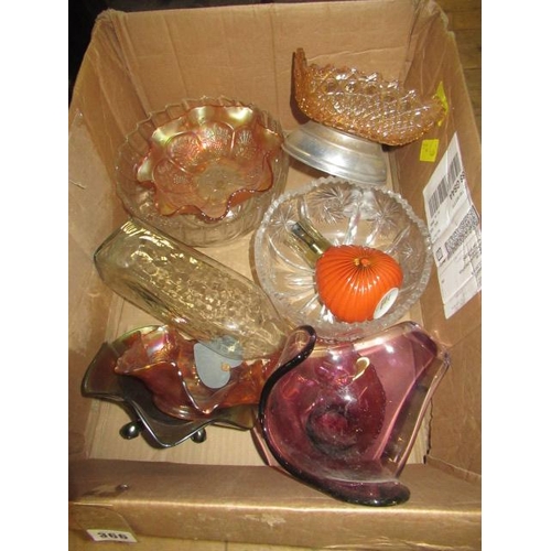 366 - BOX OF CARNIVAL AND OTHER GLASS