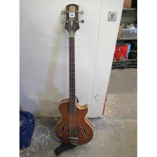 416 - CASED ACOUSTIC BASS GUITAR