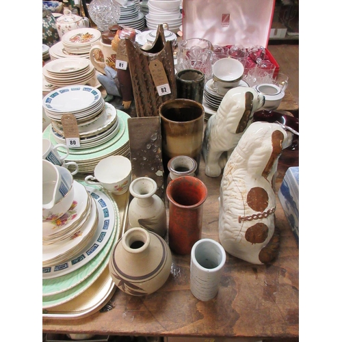 82 - QUANTITY OF POTTERY VASES ETC