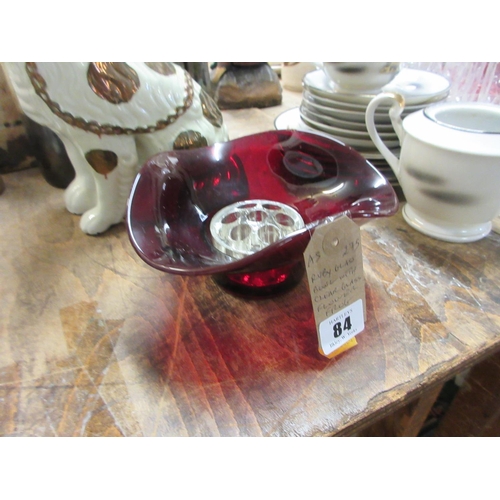 84 - RUBY GLASS BOWL WITH CLEAR GLASS FROG