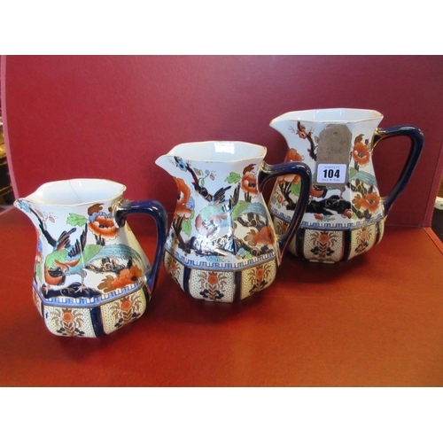 104 - THREE LOSOL WARE SHANGHAI PATTERN JUGS