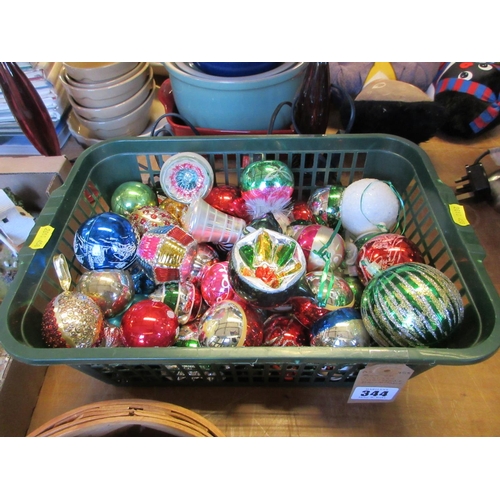 344 - BOX OF VINTAGE CHRISTMAS DECORATIONS