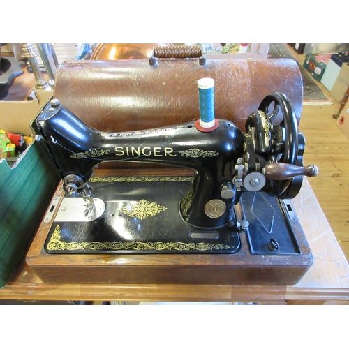 349 - CASED VINTAGE SINGER SEWING MACHINE