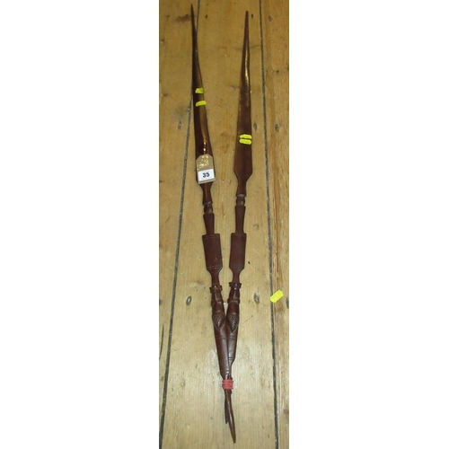 35 - TWO AFRICAN CEREMONIAL SPEARS