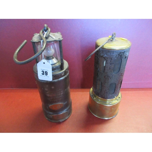 39 - TWO VINTAGE MINERS LAMPS