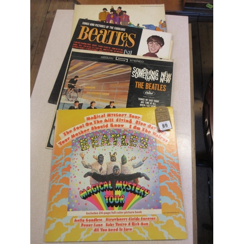 89 - THREE BEATLES CAPITOL AND ONE VEE-JAY LABEL LP RECORDS INCLUDING YELLOW SUBMARINE