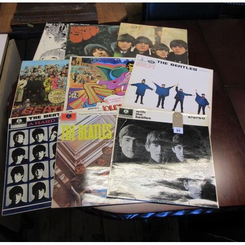 90 - NINE DIFFERENT GOOD CONDITION BEATLES LP RECORDS (ALL WITH BLACK AND SILVER LABELS)