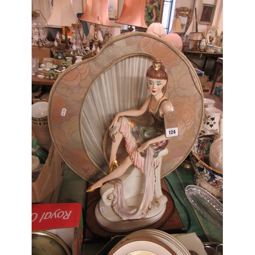 124 - LARGE ART DECO STYLE FIGURAL PORCELAIN LAMP