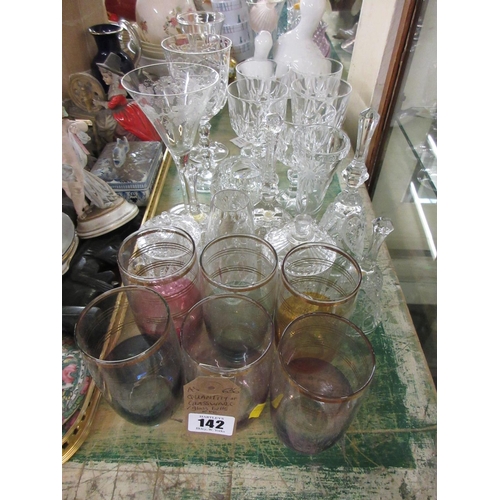 142 - QUANTITY OF GLASSWARE INCLUDING BELLS