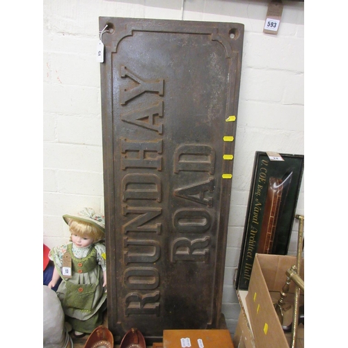 15 - CAST IRON ROUNDHAY ROAD SIGN