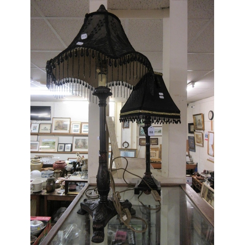 153 - TWO VINTAGE TABLE LAMPS WITH BLACK SHADES