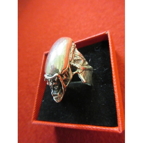 166 - SILVER ALIEN RING