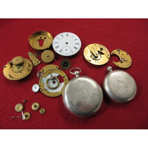 172 - TWO SILVER POCKET WATCHES WITH PARTS