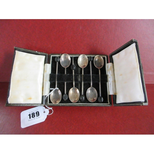 189 - CASED SET OF SIX SILVER COFFEE SPOONS