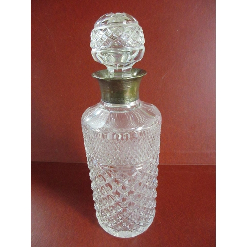 191 - SILVER COLLARED DECANTER WITH STOPPER