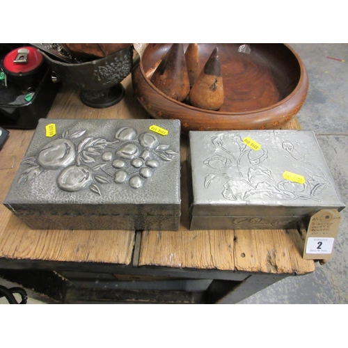 2 - TWO ARTS AND CRAFTS PEWTER BOXES