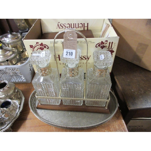 210 - TRIPLE DECANTER TANTALUS AND EPNS TRAY