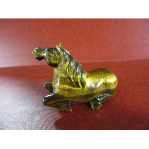 248 - CHINESE TIGERS EYE CARVED HORSE