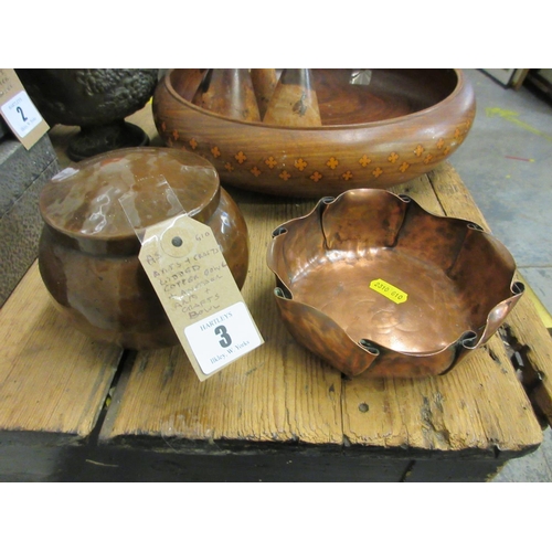 3 - ARTS AND CRAFTS LIDDED COPPER BOWL AND ANOTHER ARTS AND CRAFTS BOWL