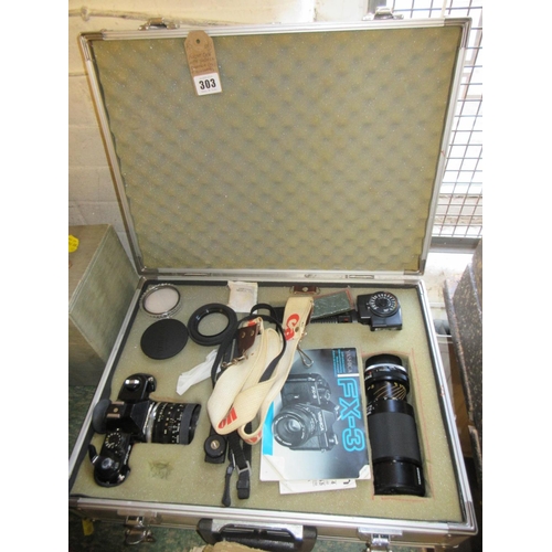 303 - FLIGHT CASE WITH A YASHICA CAMERA AND ACCESSORIES