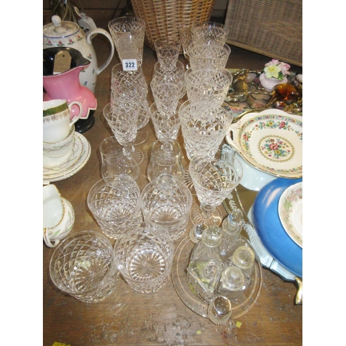 322 - QUANTITY OF STUART AND OTHER GLASSES WITH GLASS CRUET SET