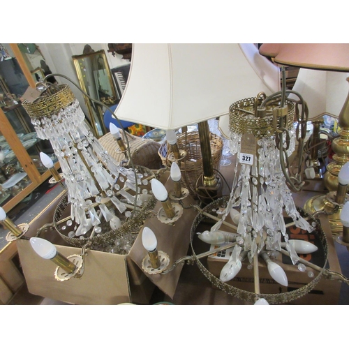 327 - TWO MEDIUM SIZED CHANDELIERS