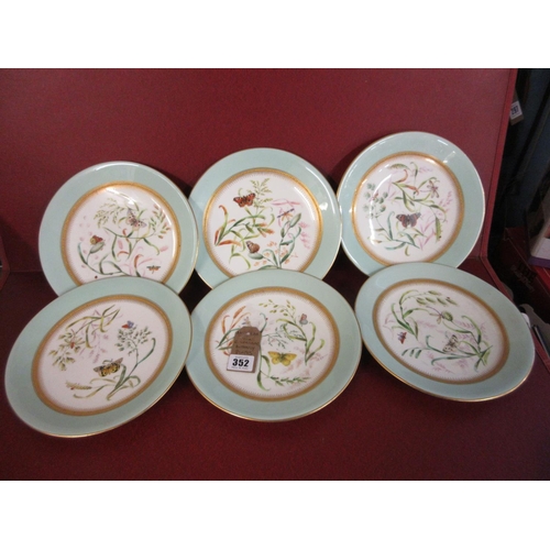 352 - SIX ROYAL WORCESTER BUTTERFLY PLATES