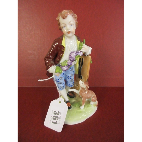 361 - DRESDEN PORCELAIN BOY WITH DOG